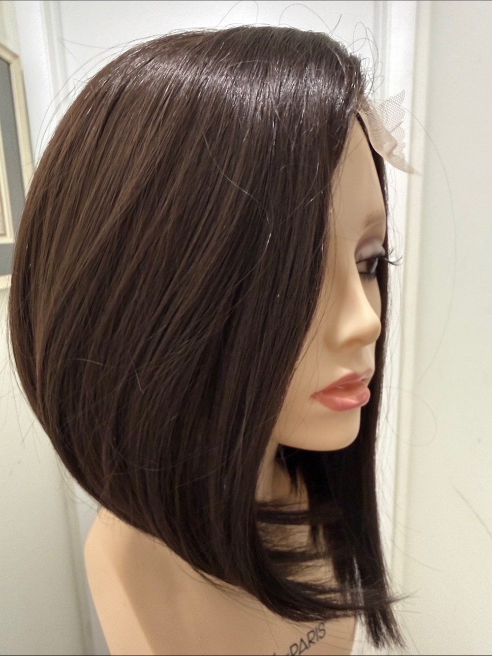 HAIR, 15” Straight Bob, Side Part, Lace front Med to Dark Brown
